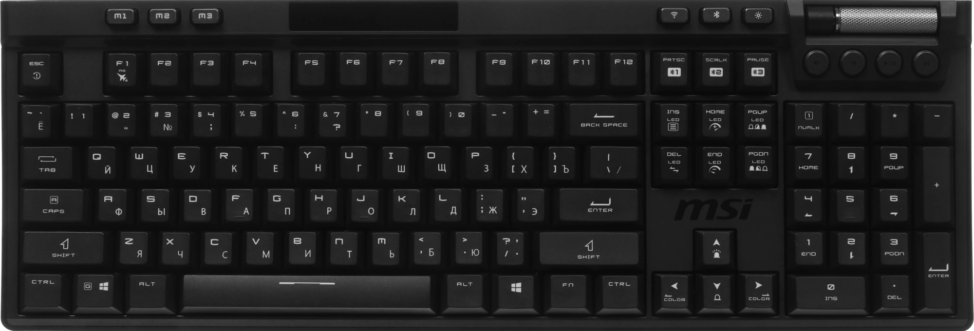 Клавиатура MSI STRIKE Pro W Silent механическая серый/черный USB беспроводная BT/Radio Multimedia for gamer LED (подставка для запястий) (S11-43RU210-CLA) кабель 2м — миниатюра 19
