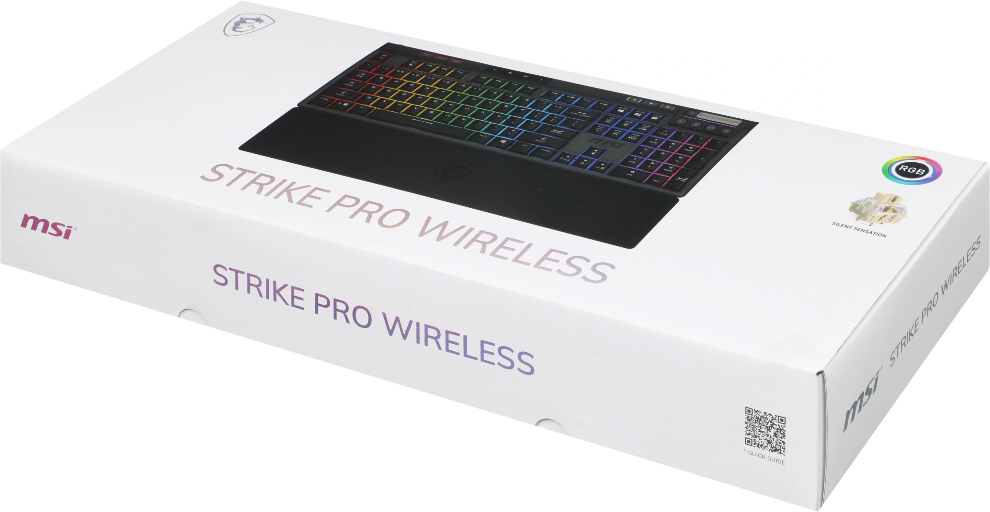 Клавиатура MSI STRIKE Pro W Silent механическая серый/черный USB беспроводная BT/Radio Multimedia for gamer LED (подставка для запястий) (S11-43RU210-CLA) кабель 2м — миниатюра 18