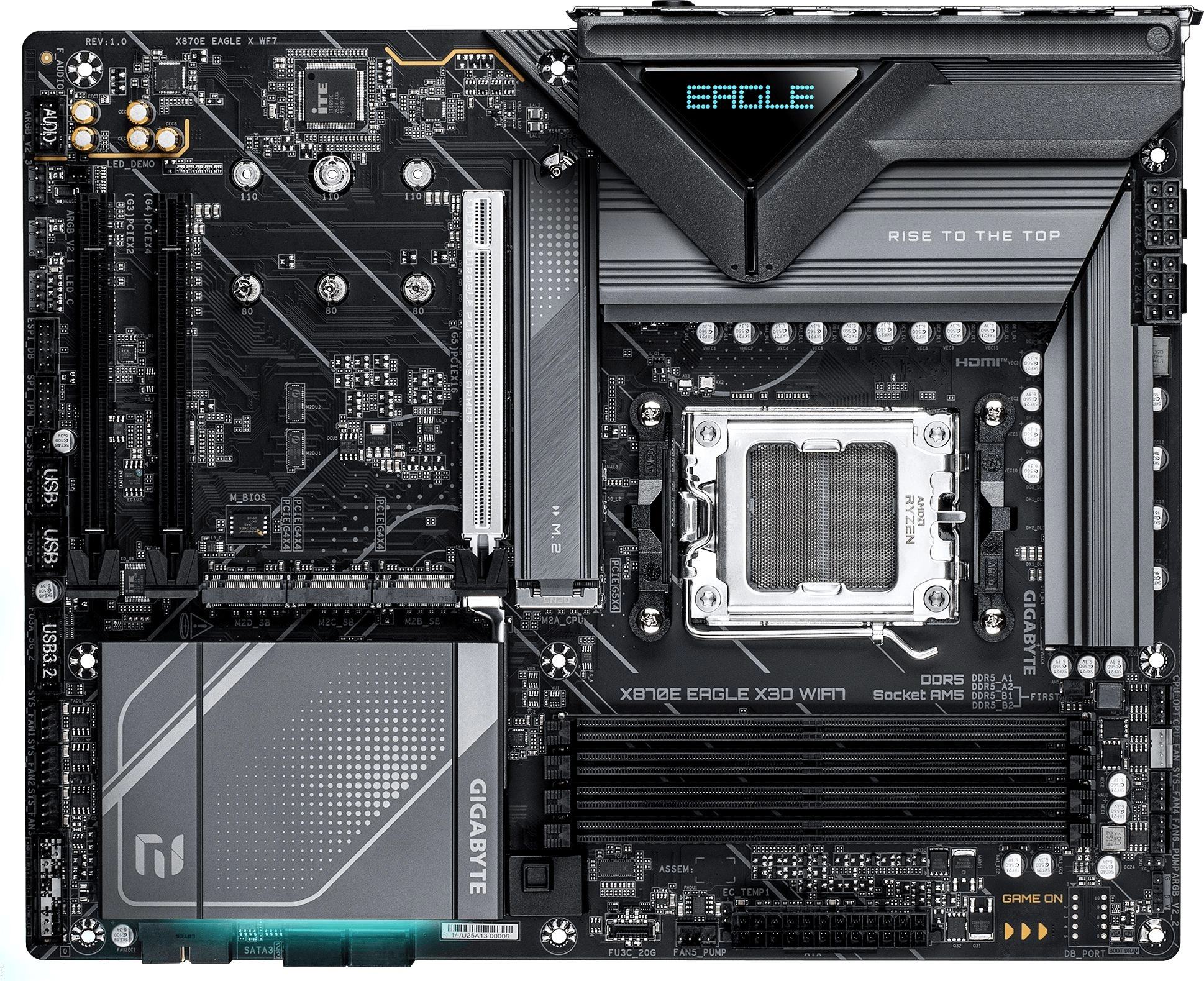 Материнская плата Gigabyte X870E EAGLE X WF7 Socket AM5 AMD X870E 4xDDR5 ATX AC`97 8ch(7.1) 5Gigabit RAID+HDMI — фото 1