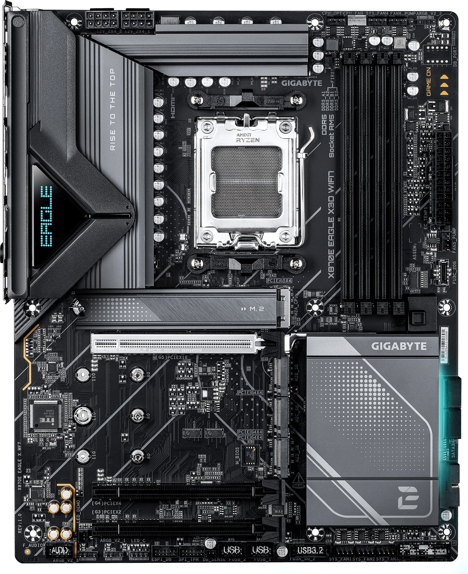 Материнская плата Gigabyte X870E EAGLE X WF7 Socket AM5 AMD X870E 4xDDR5 ATX AC`97 8ch(7.1) 5Gigabit RAID+HDMI — миниатюра 3