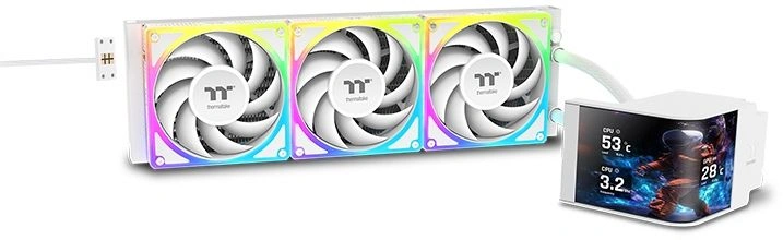 СВО Thermaltake CL-W454-PL12SW-A, MAGCurve 360 Ultra ARGB Snow, 3x120мм, LCD