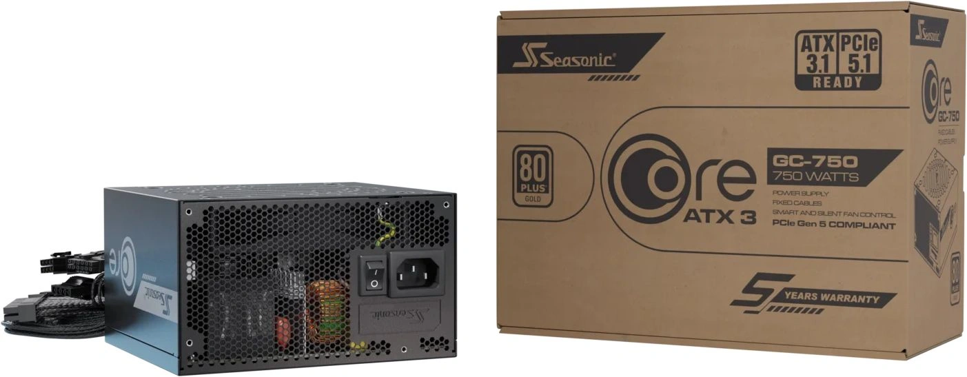 Блок питания Seasonic ATX 750W Core V2 GC-750 80+ gold (20+4pin) APFC 120mm fan 2xSATA RTL — миниатюра 12