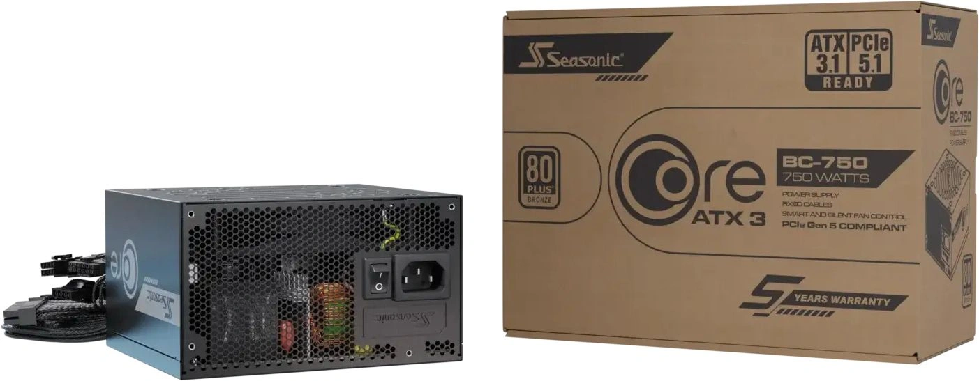 Блок питания Seasonic ATX 750W Core V2 BC-750 80+ bronze (20+4pin) APFC 120mm fan 2xSATA RTL — миниатюра 12