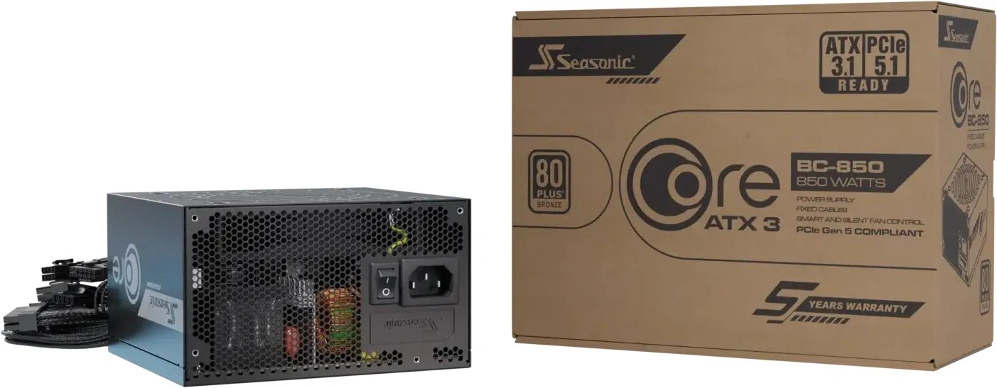 Блок питания Seasonic ATX 850W Core V2 BC-850 80+ bronze (20+4pin) APFC 120mm fan 2xSATA RTL — миниатюра 13
