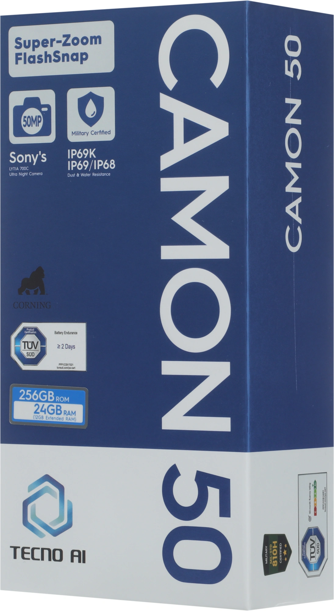 Смартфон Tecno Camon 50 256Gb 12Gb зеленый моноблок 3G 4G 2Sim 6.78" 1208x2644 Android 16 50Mpix 802.11 a/b/g/n/ac NFC GPS GSM900/1800 GSM1900 Protect FM — миниатюра 20