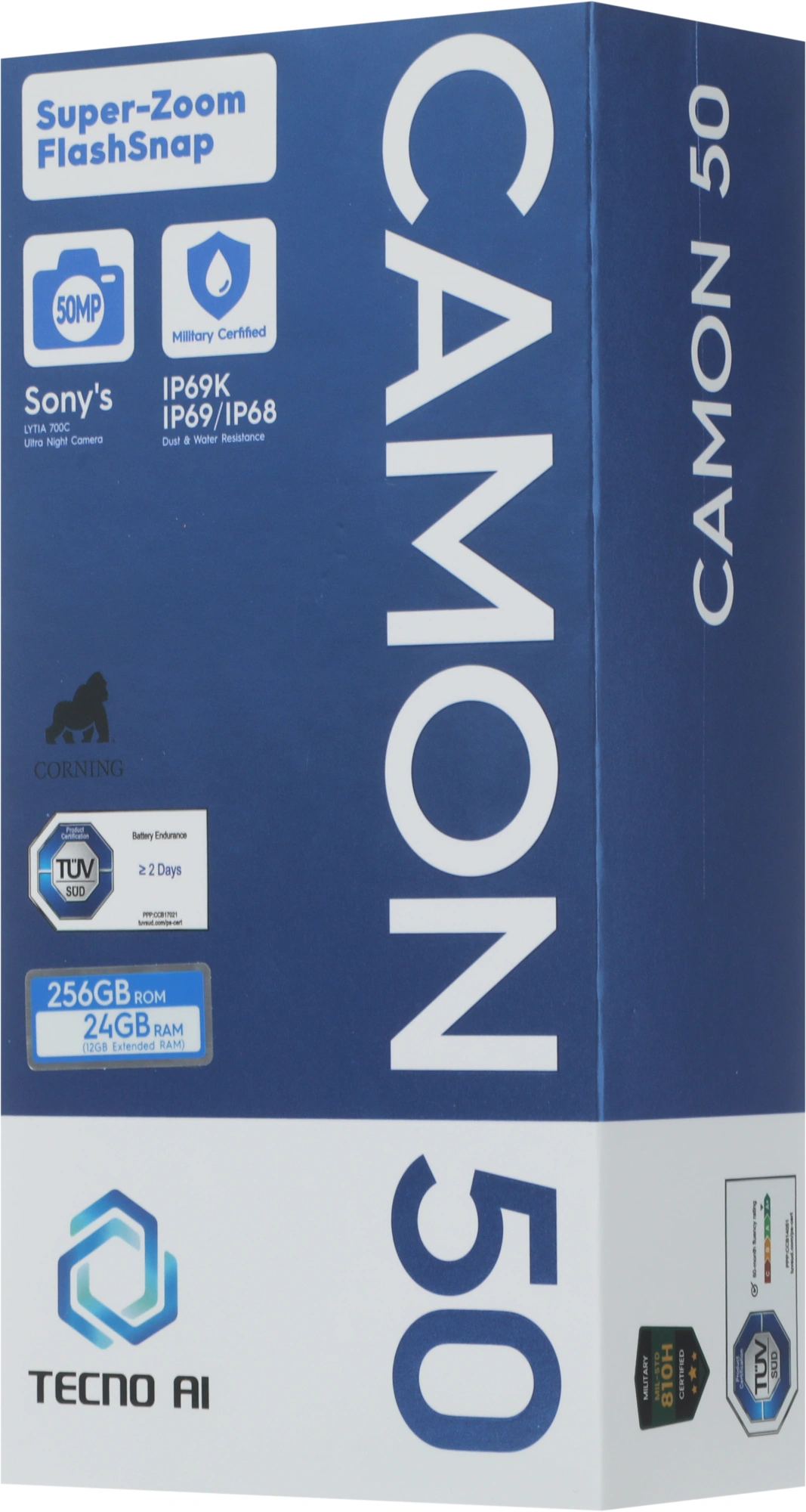 Смартфон Tecno Camon 50 256Gb 12Gb черный моноблок 3G 4G 2Sim 6.78" 1208x2644 Android 16 50Mpix 802.11 a/b/g/n/ac NFC GPS GSM900/1800 GSM1900 Protect FM — миниатюра 19