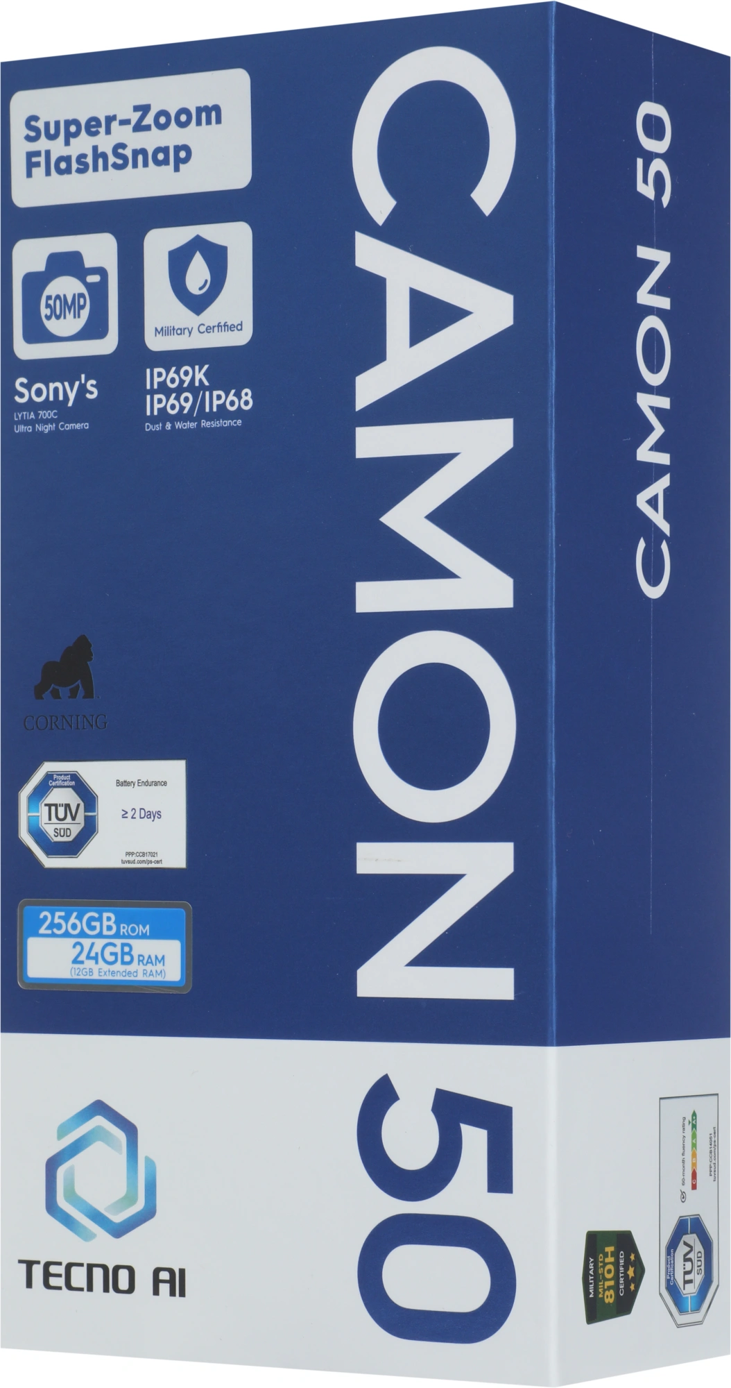 Смартфон Tecno Camon 50 256Gb 12Gb титан моноблок 3G 4G 2Sim 6.78" 1208x2644 Android 16 50Mpix 802.11 a/b/g/n/ac NFC GPS GSM900/1800 GSM1900 Protect FM — миниатюра 20