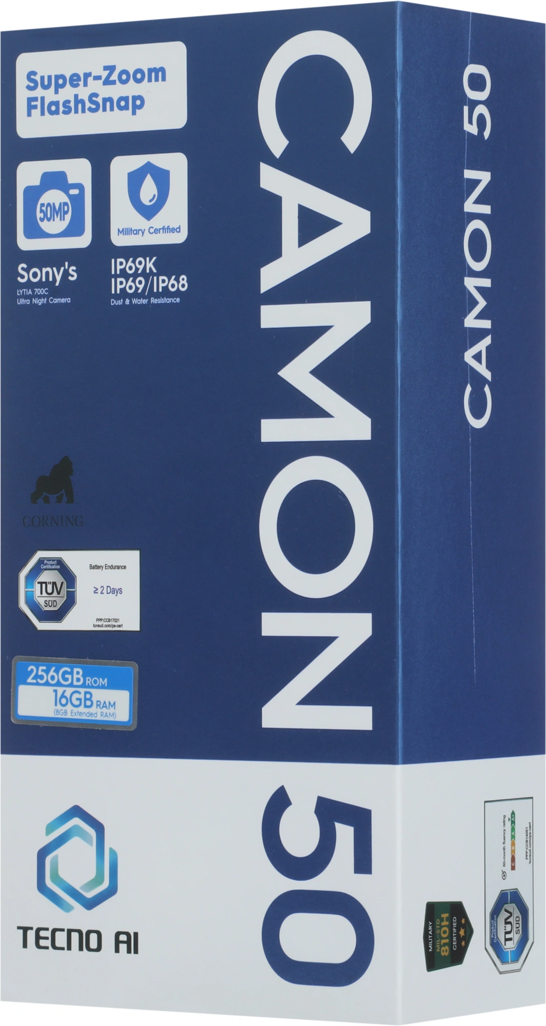 Смартфон Tecno Camon 50 256Gb 8Gb черный моноблок 3G 4G 2Sim 6.78" 1208x2644 Android 16 50Mpix 802.11 a/b/g/n/ac NFC GPS GSM900/1800 GSM1900 Protect FM — миниатюра 17