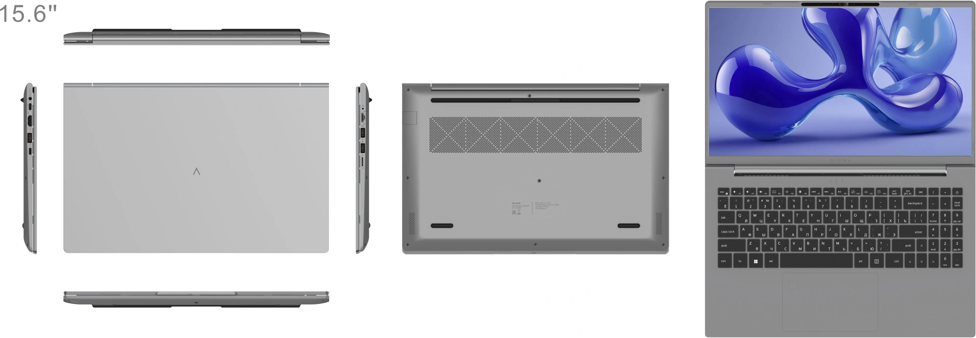 Ноутбук Digma Ascend Core i5 1235U 16Gb SSD512Gb Intel UHD Graphics 15.6" IPS FHD (1920x1080) Windows 11 Home grey WiFi BT Cam 4500mAh (DN15P5-ADXW07) — миниатюра 8