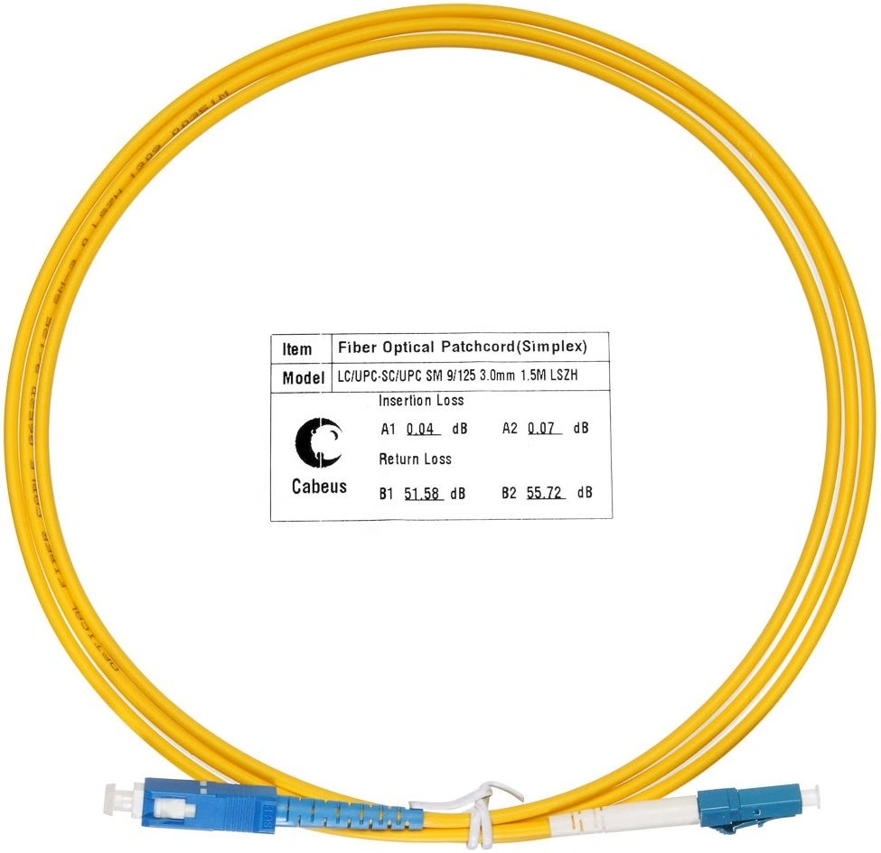 Патч-корд Cabeus FOP(S)-9-LC-SC-1,5M 1x9/125 OS2 LC-SC 1.5м LSZH желтый — фото 1