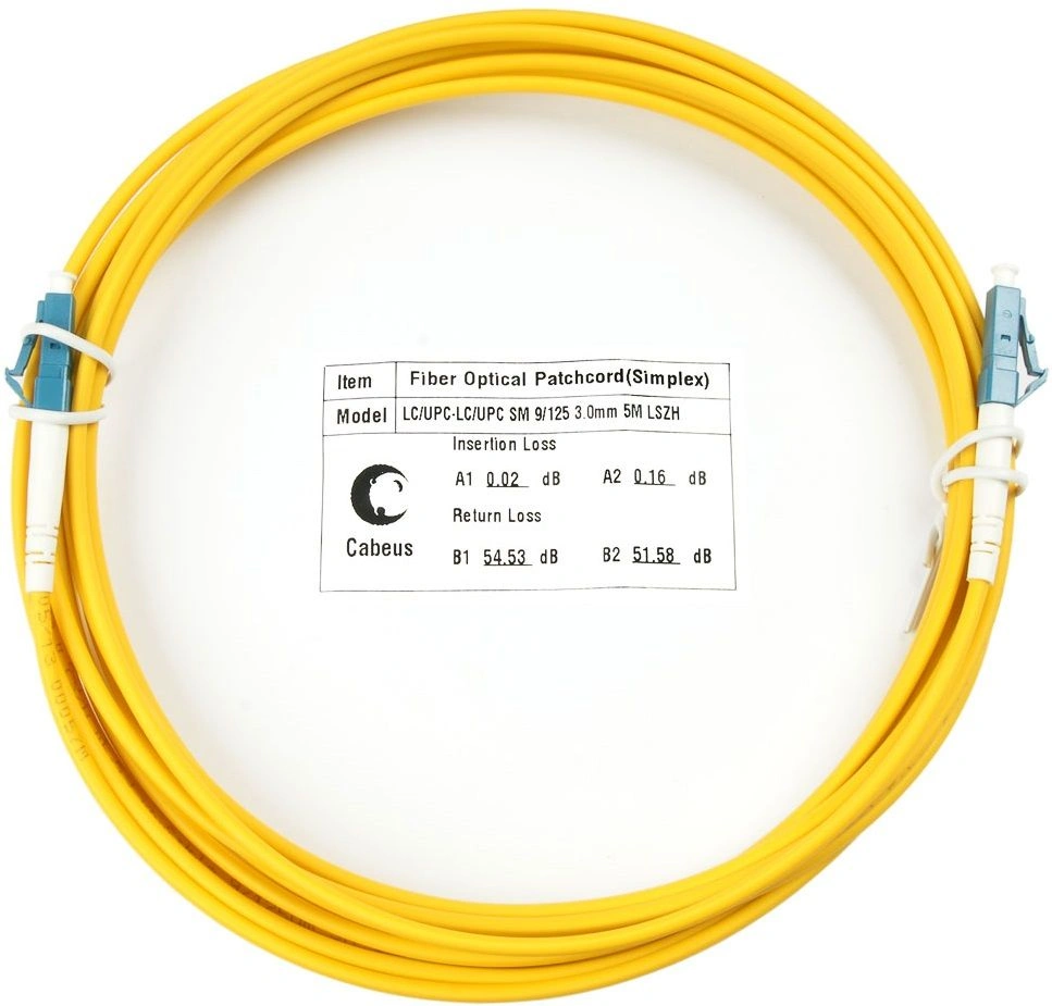 Патч-корд Cabeus FOP(S)-9-LC-LC-5M 1x9/125 OS2 LC-LC 5м LSZH желтый — фото 1