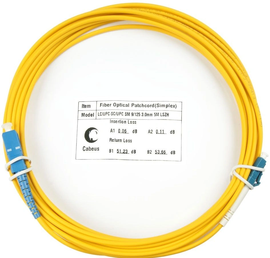 Патч-корд Cabeus FOP(S)-9-LC-SC-15M 1x9/125 OS2 LC-SC 15м LSZH желтый — фото 1