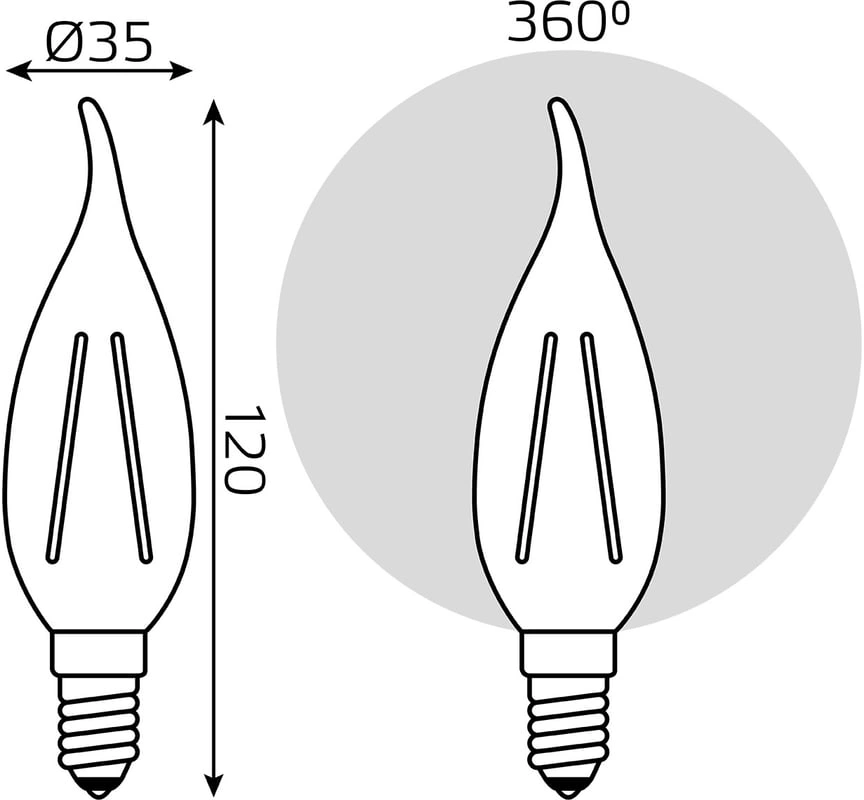 Лампа филам. Gauss Filament 13Вт цок.:E14 свеча 220B св.свеч.бел.теп. (упак.:1шт) (104801113) — миниатюра 3