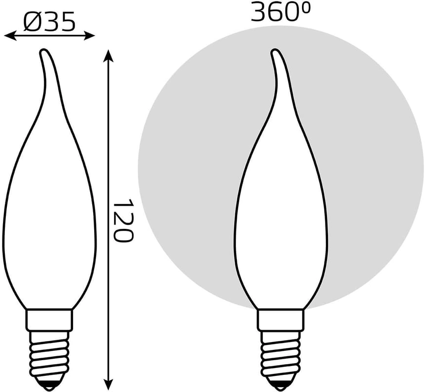 Лампа светодиодная Gauss Filament 104201209 9Вт цок.:E14 свеча 220B (упак.:1шт) — миниатюра 5