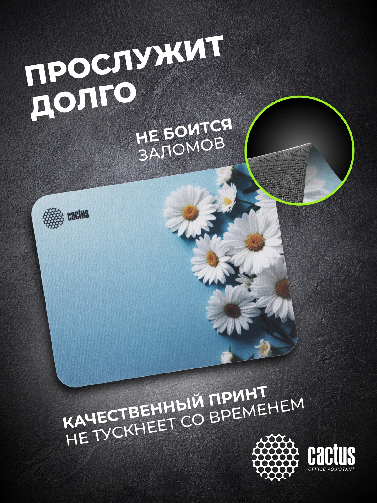 Коврик для мыши Cactus Daisies рисунок 250x200x3мм (CS-MPC-D07S) — миниатюра 11