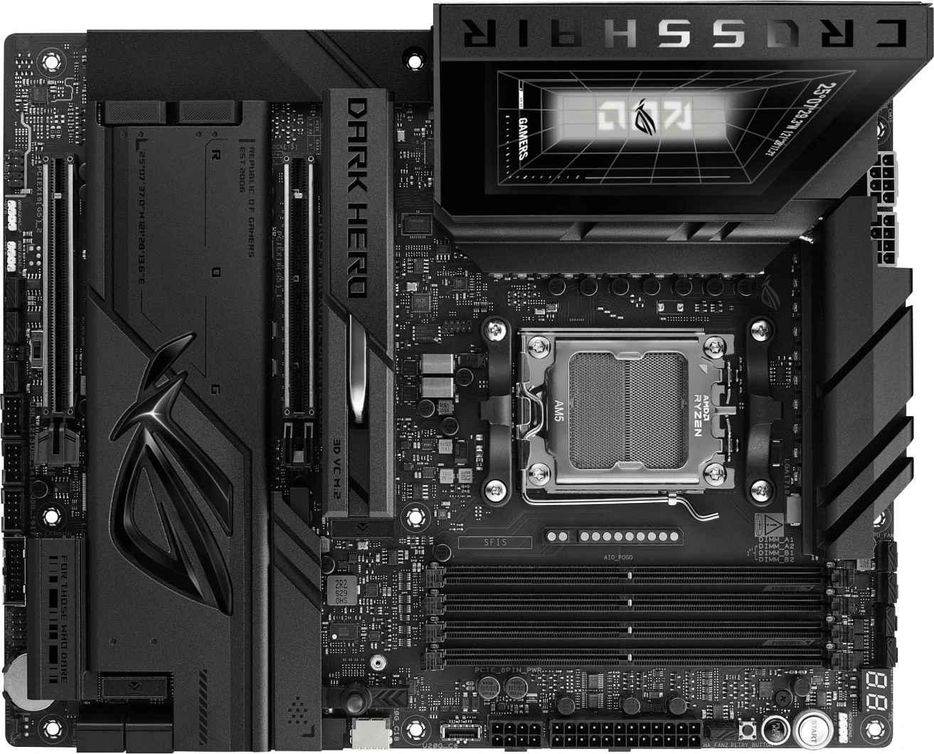 Материнская плата Asus ROG CROSSHAIR X870E DARK HERO Socket AM5 AMD X870E 4xDDR5 ATX AC`97 8ch(7.1) 1 x 10Gigabit + 1 x 5Gigabit RAID+HDMI — фото 1