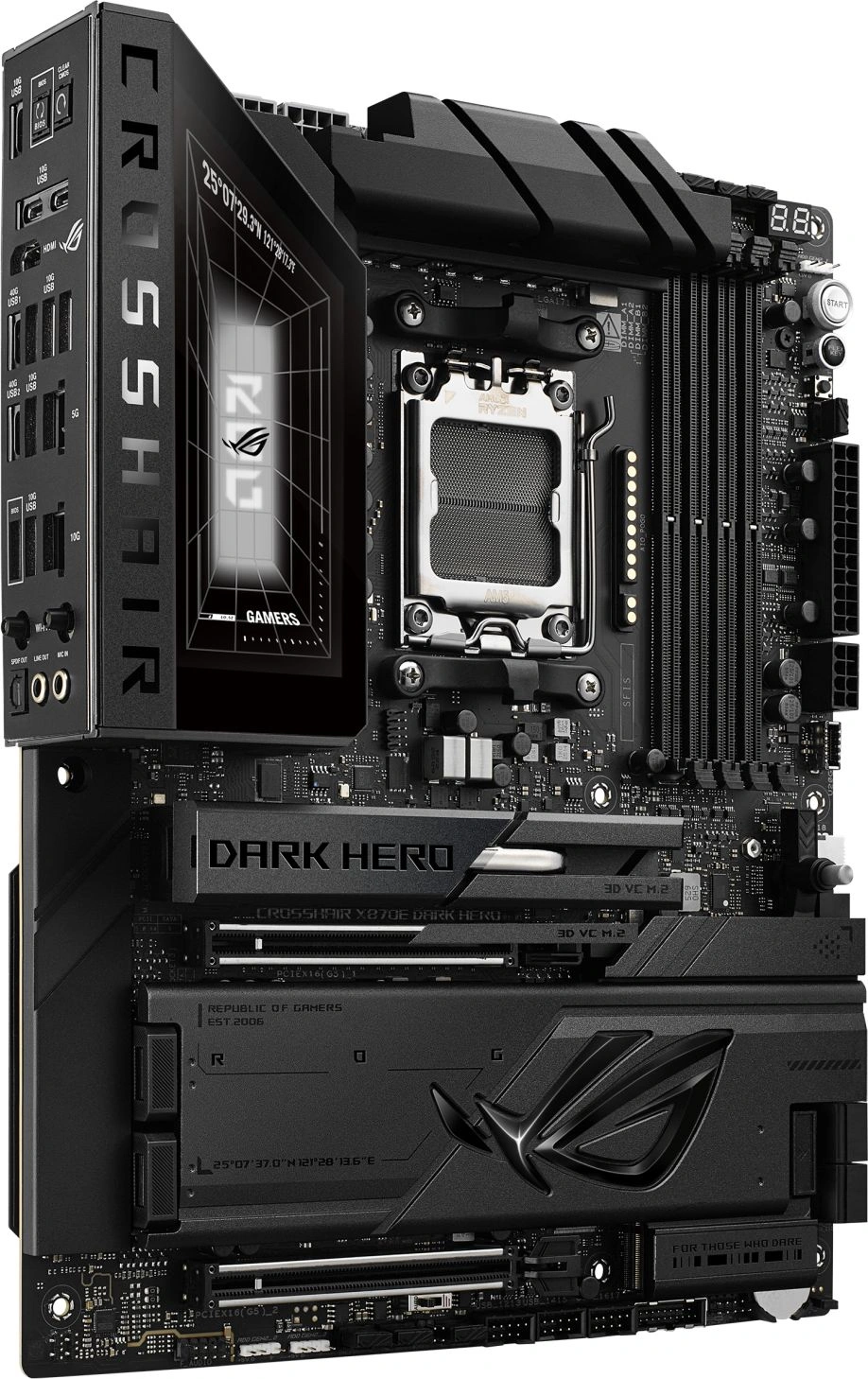 Материнская плата Asus ROG CROSSHAIR X870E DARK HERO Socket AM5 AMD X870E 4xDDR5 ATX AC`97 8ch(7.1) 1 x 10Gigabit + 1 x 5Gigabit RAID+HDMI — миниатюра 2