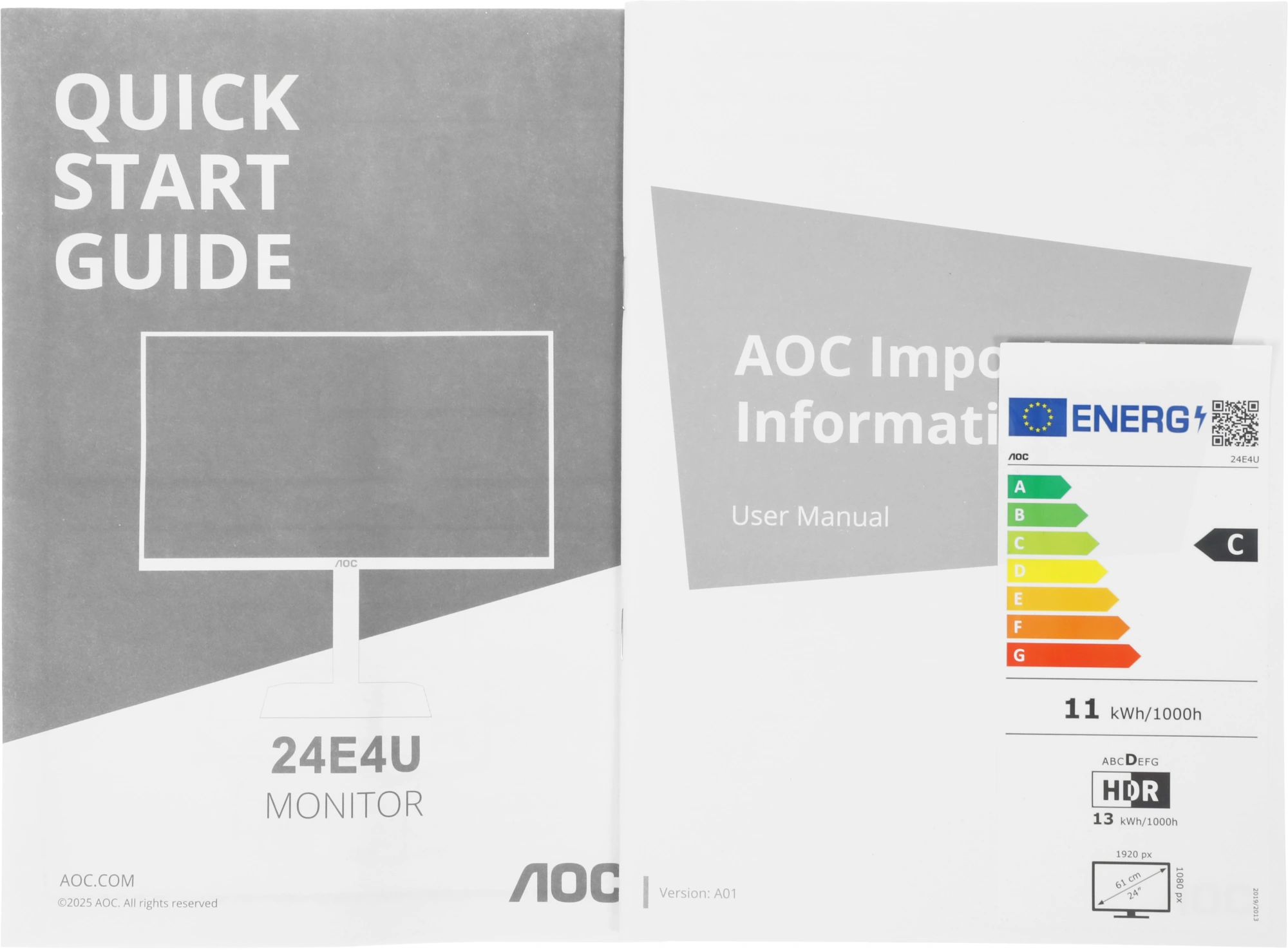 Монитор AOC 23.8" 24E4U черный IPS 1ms 16:9 HDMI M/M матовая HAS Piv 300cd 178гр/178гр 1920x1080 120Hz VGA DP FHD USB — миниатюра 7