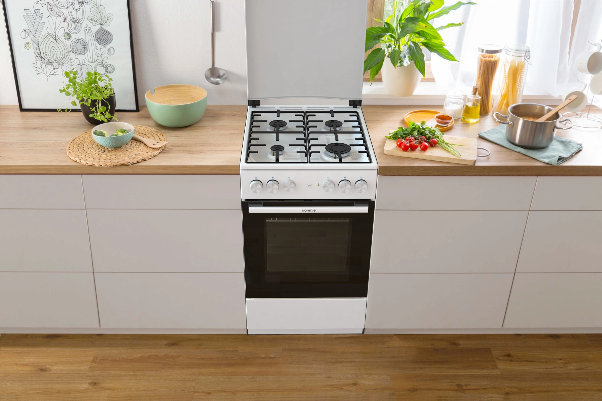 Плита Комбинированная Gorenje GK5A22WH белый (металлическая крышка) реш.сталь — миниатюра 6