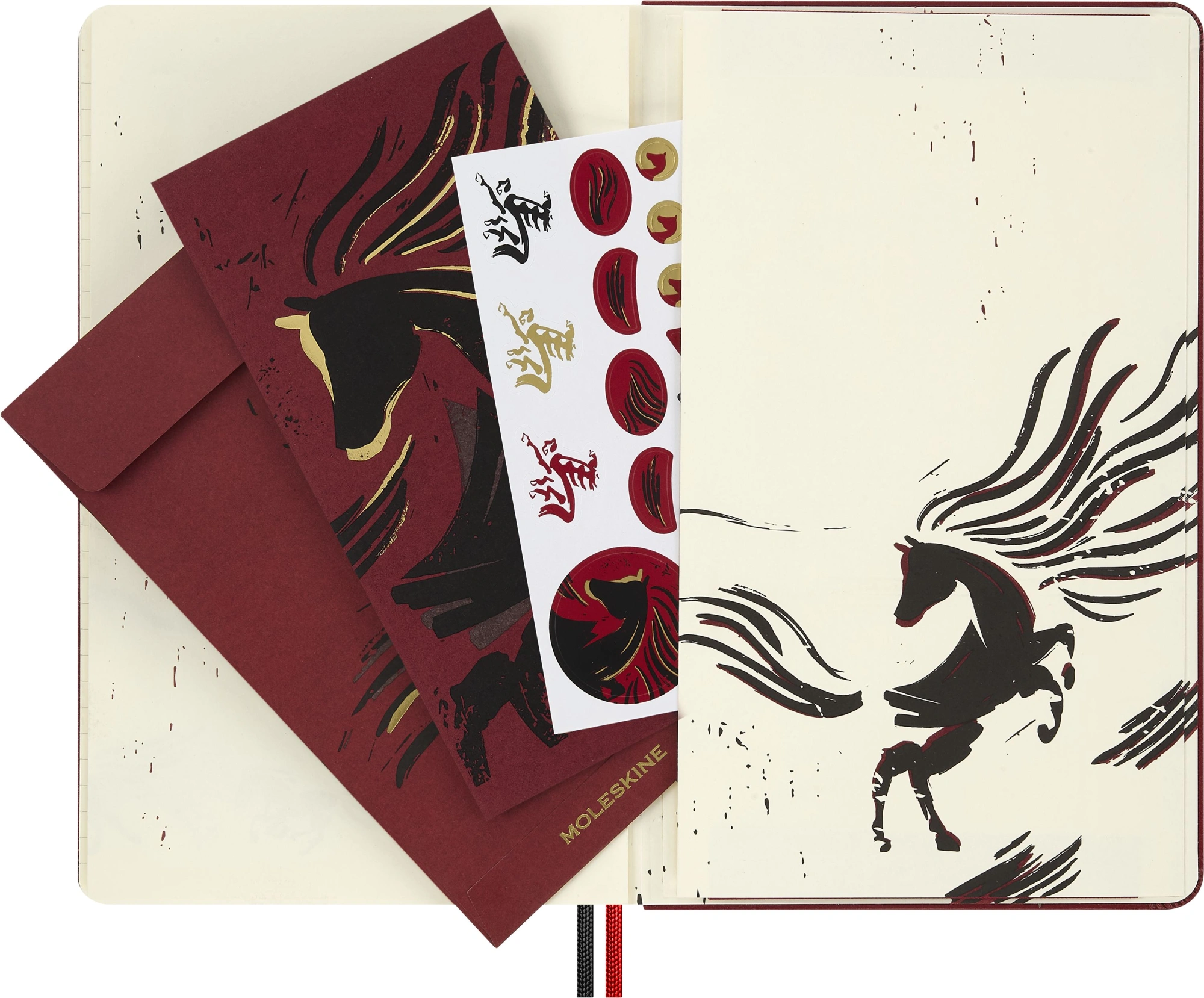 Блокнот Moleskine LIMITED EDITION ГОД ЛОШАДИ LECNYHRSQP060B 130х210мм обложка текстиль 176стр. линейка бордовый — миниатюра 7