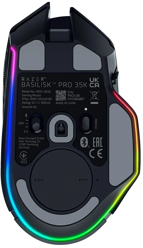 Мышь Razer Basilisk V3 Pro 35K черный оптическая 35000dpi беспров. BT/Radio USB-C/BT 11but (RZ01-05240100-R3G1) — миниатюра 6