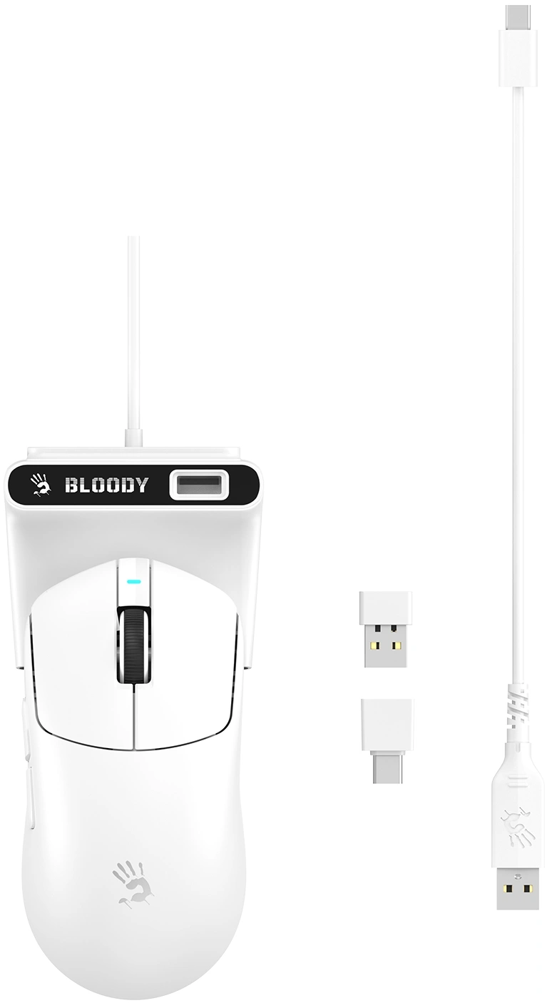 Мышь A4Tech Bloody R77 Ultra Dock белый оптическая 20000dpi беспров. USB 5but — миниатюра 20