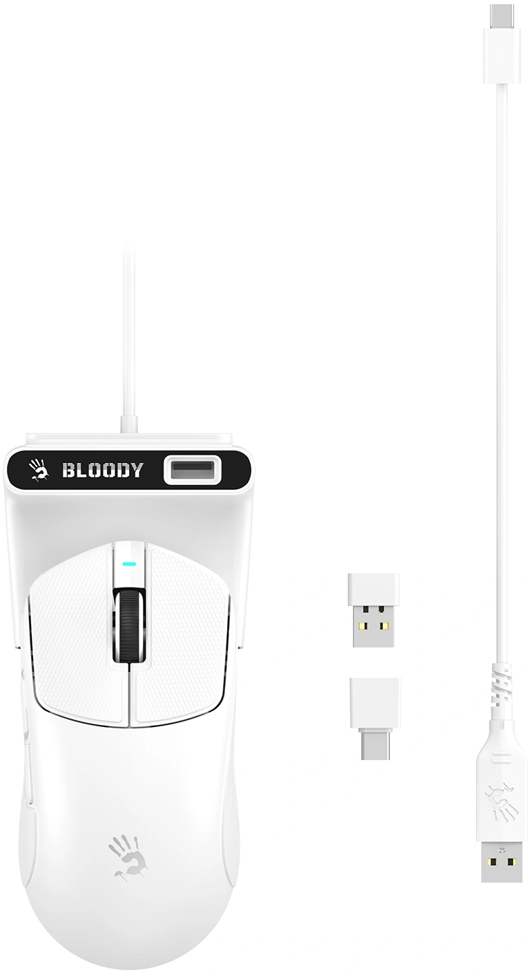 Мышь A4Tech Bloody R77 Ultra Dock белый оптическая 20000dpi беспров. USB 5but — миниатюра 48