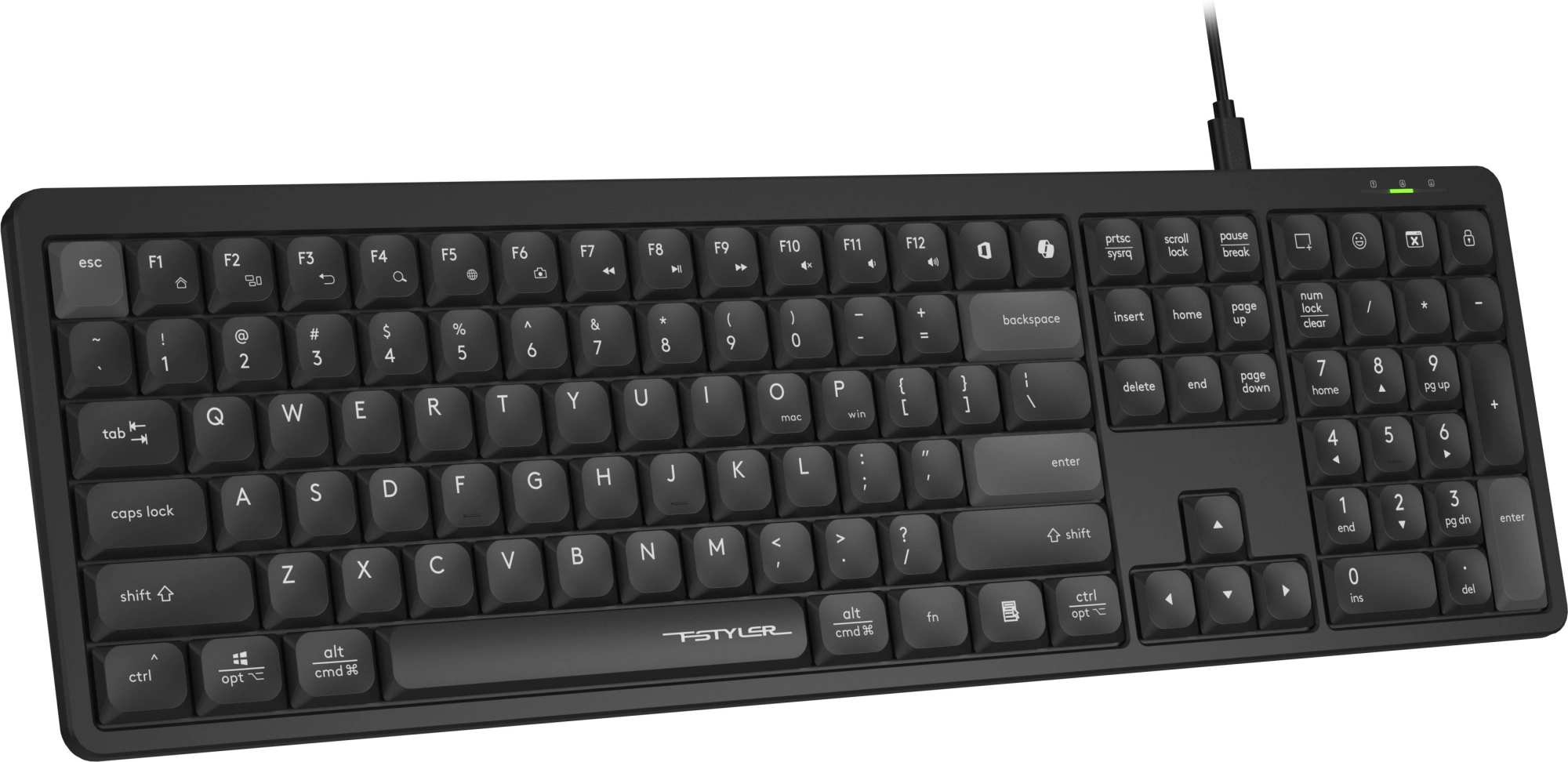 Клавиатура A4Tech FX55 черный USB slim Multimedia кабель 1.5м — миниатюра 2
