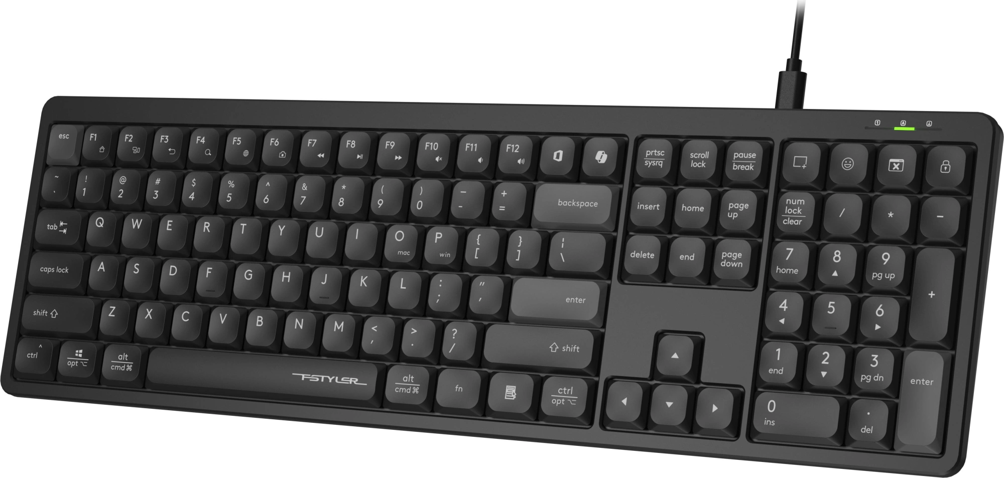 Клавиатура A4Tech FX55 черный USB slim Multimedia кабель 1.5м — миниатюра 3
