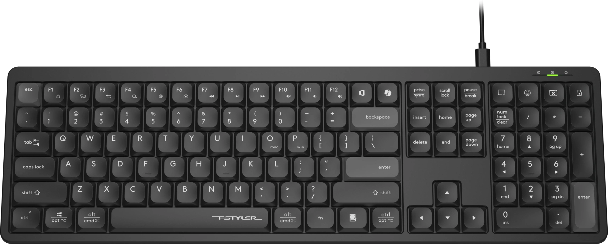 Клавиатура A4Tech FX55 черный USB slim Multimedia кабель 1.5м — миниатюра 6