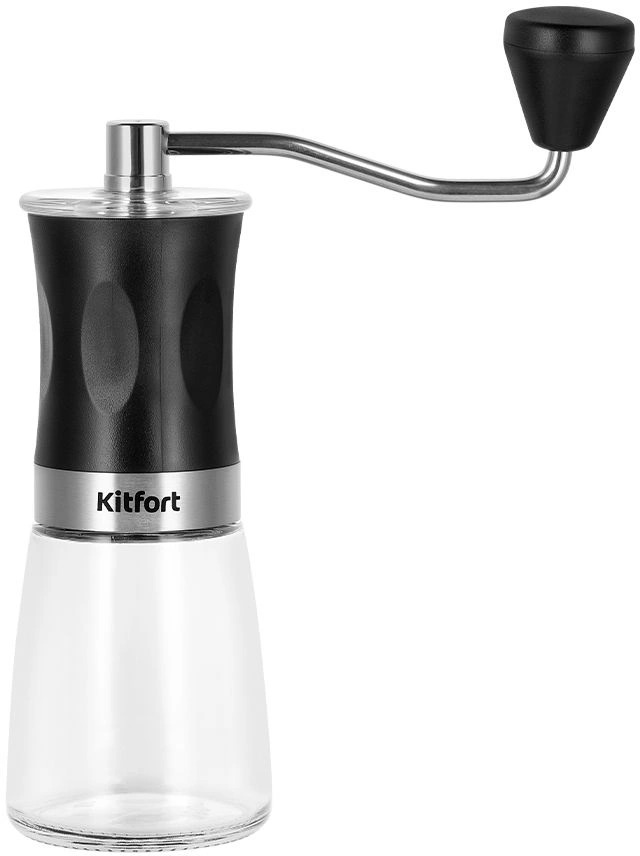 Кофемолка Kitfort КТ-7469 ручная сист.помол.:жернова вместим.:20гр нержавеющая сталь/черный — фото 1