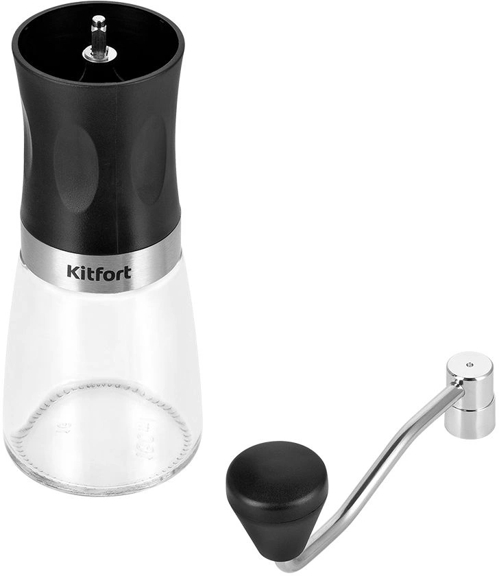 Кофемолка Kitfort КТ-7469 ручная сист.помол.:жернова вместим.:20гр нержавеющая сталь/черный — миниатюра 3