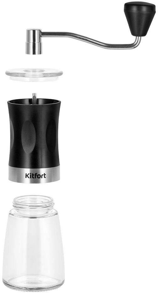 Кофемолка Kitfort КТ-7469 ручная сист.помол.:жернова вместим.:20гр нержавеющая сталь/черный — миниатюра 4