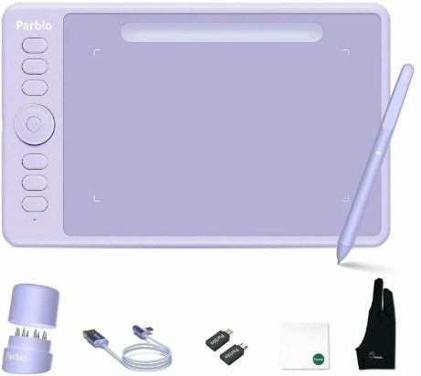 Графический планшет Parblo Intangbo SW USB Type-C фиолетовый — миниатюра 21