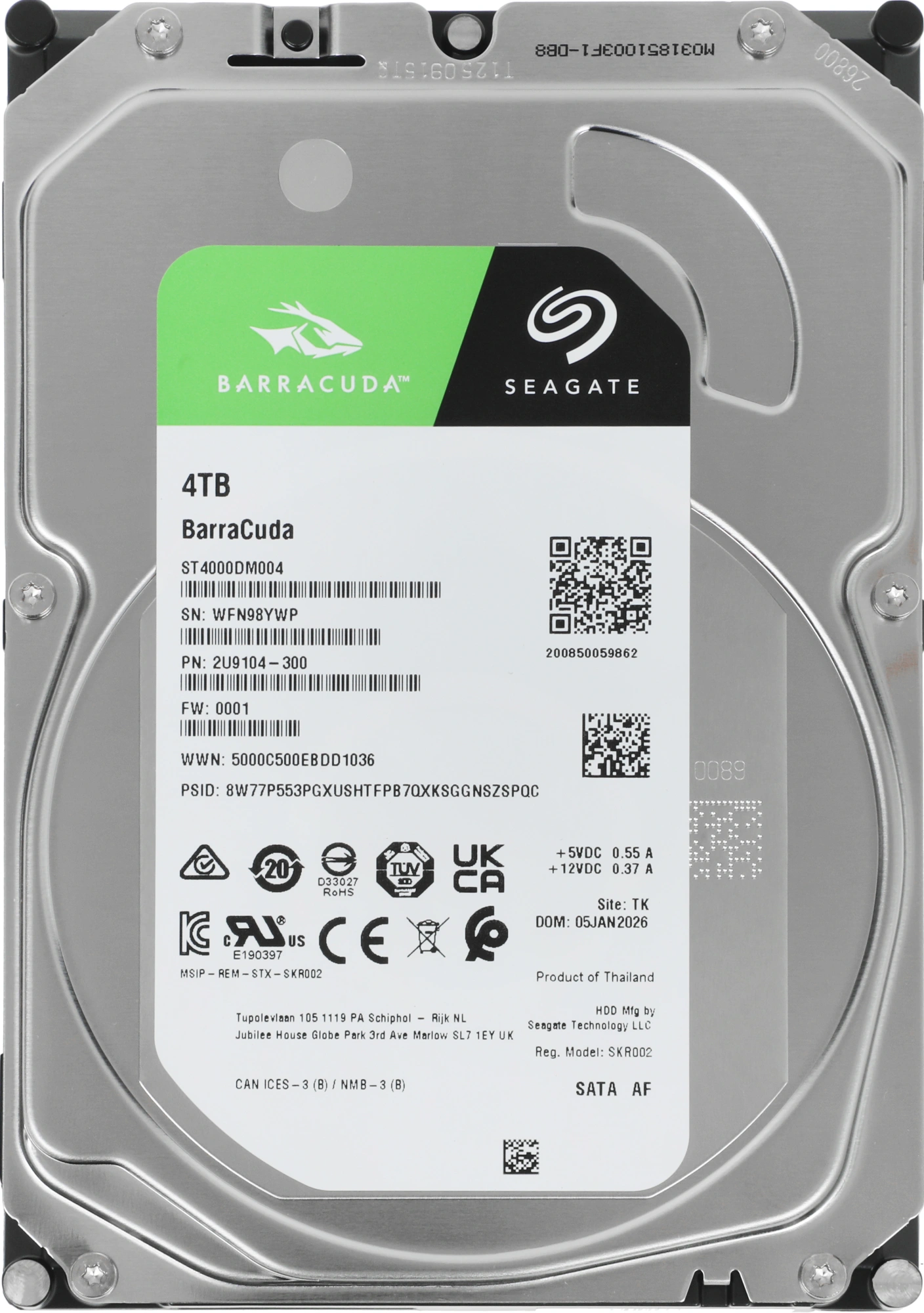 Жесткий диск Seagate SATA-III 4TB ST4000DM004 Barracuda 4KN (5400rpm) 256Mb 3.5" Rtl — фото 1