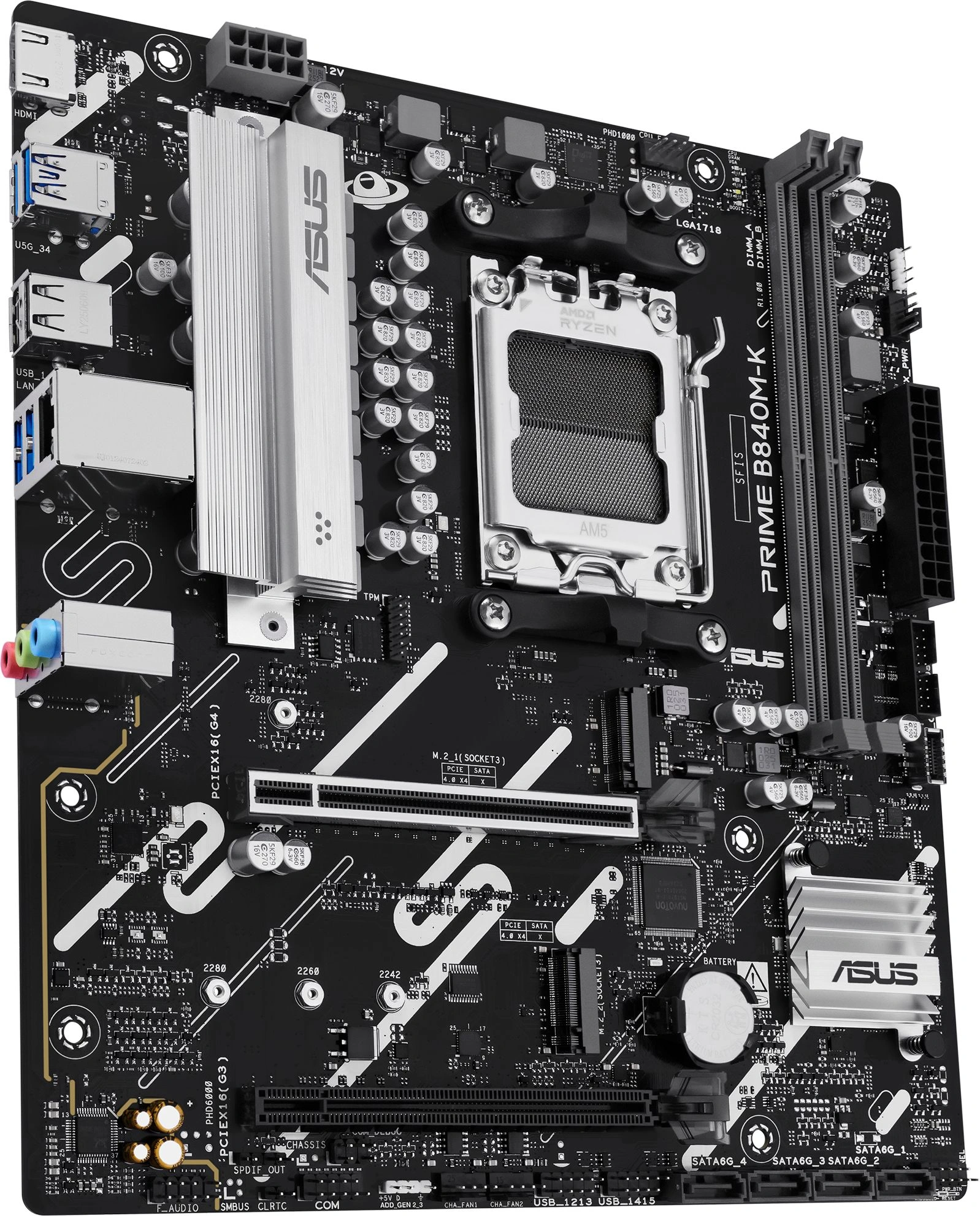 Материнская плата Asus PRIME B840M-K Socket AM5 AMD B840 2xDDR5 mATX AC`97 8ch(7.1) 2.5Gg RAID+HDMI — миниатюра 5