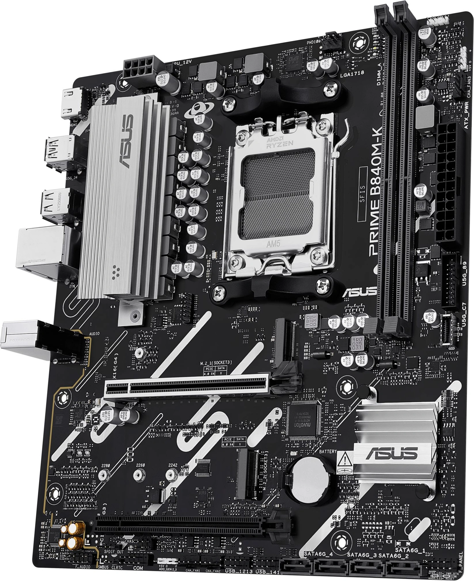 Материнская плата Asus PRIME B840M-K Socket AM5 AMD B840 2xDDR5 mATX AC`97 8ch(7.1) 2.5Gg RAID+HDMI — миниатюра 6