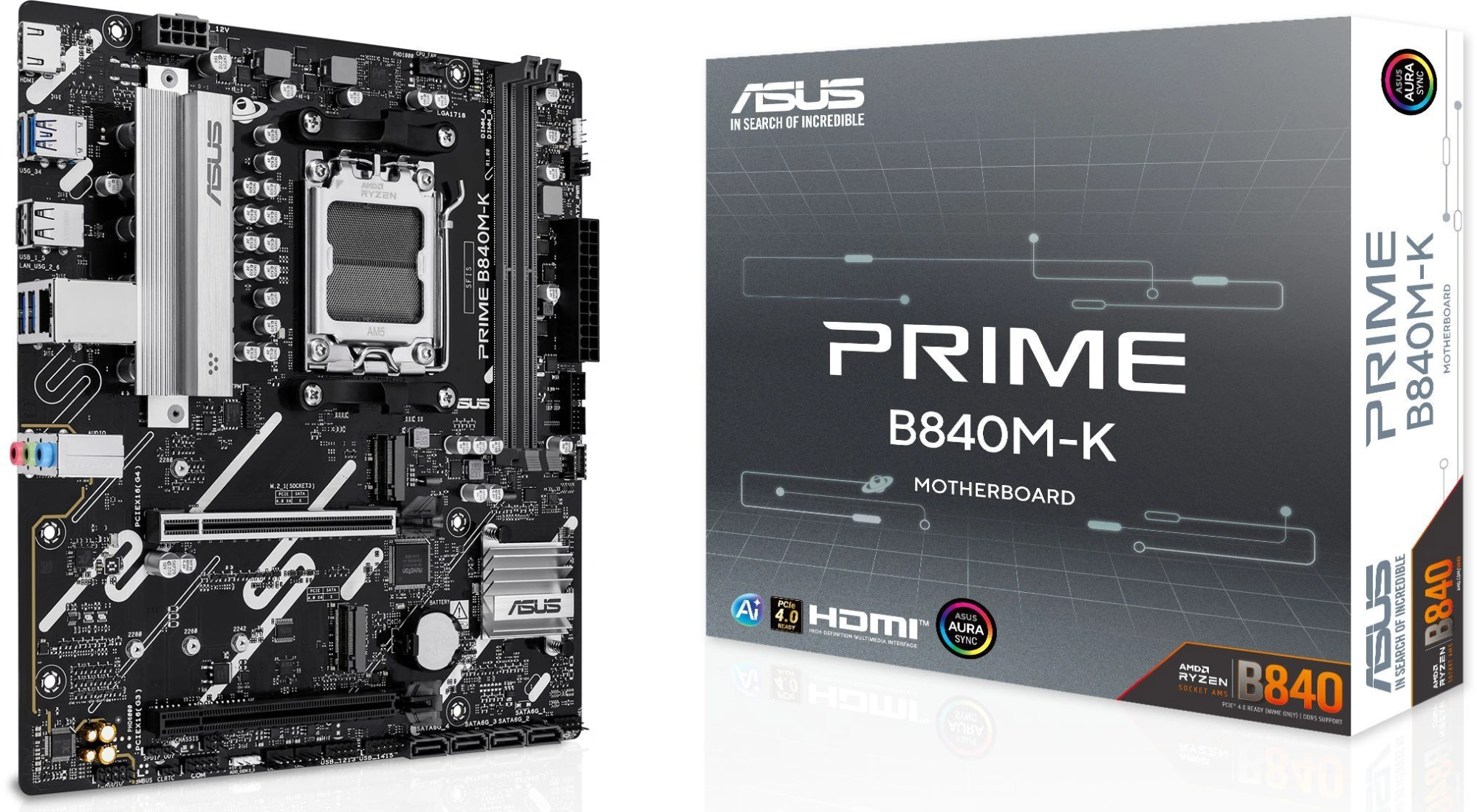 Материнская плата Asus PRIME B840M-K Socket AM5 AMD B840 2xDDR5 mATX AC`97 8ch(7.1) 2.5Gg RAID+HDMI — миниатюра 2