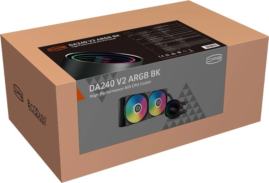 Система водяного охлаждения PcCooler DA240 V2 ARGB Soc-AM5/AM4/1200/1700/1851 черный 4-pin 36.5dB Al 270W Ret (DA240V2-BKAWXX-GL) — миниатюра 4