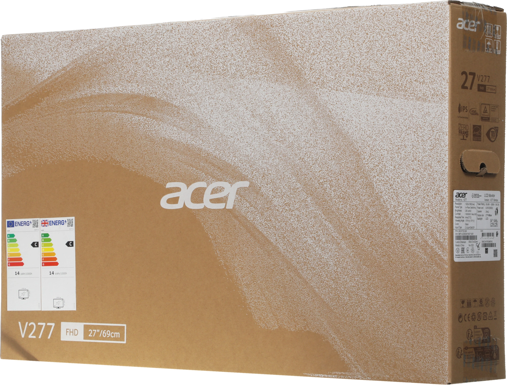 Монитор Acer 27" Vero V277Gbmipx черный IPS LED 16:9 HDMI M/M матовая 250cd 178гр/178гр 1920x1080 120Hz FreeSync VGA DP FHD 3.64кг — миниатюра 11