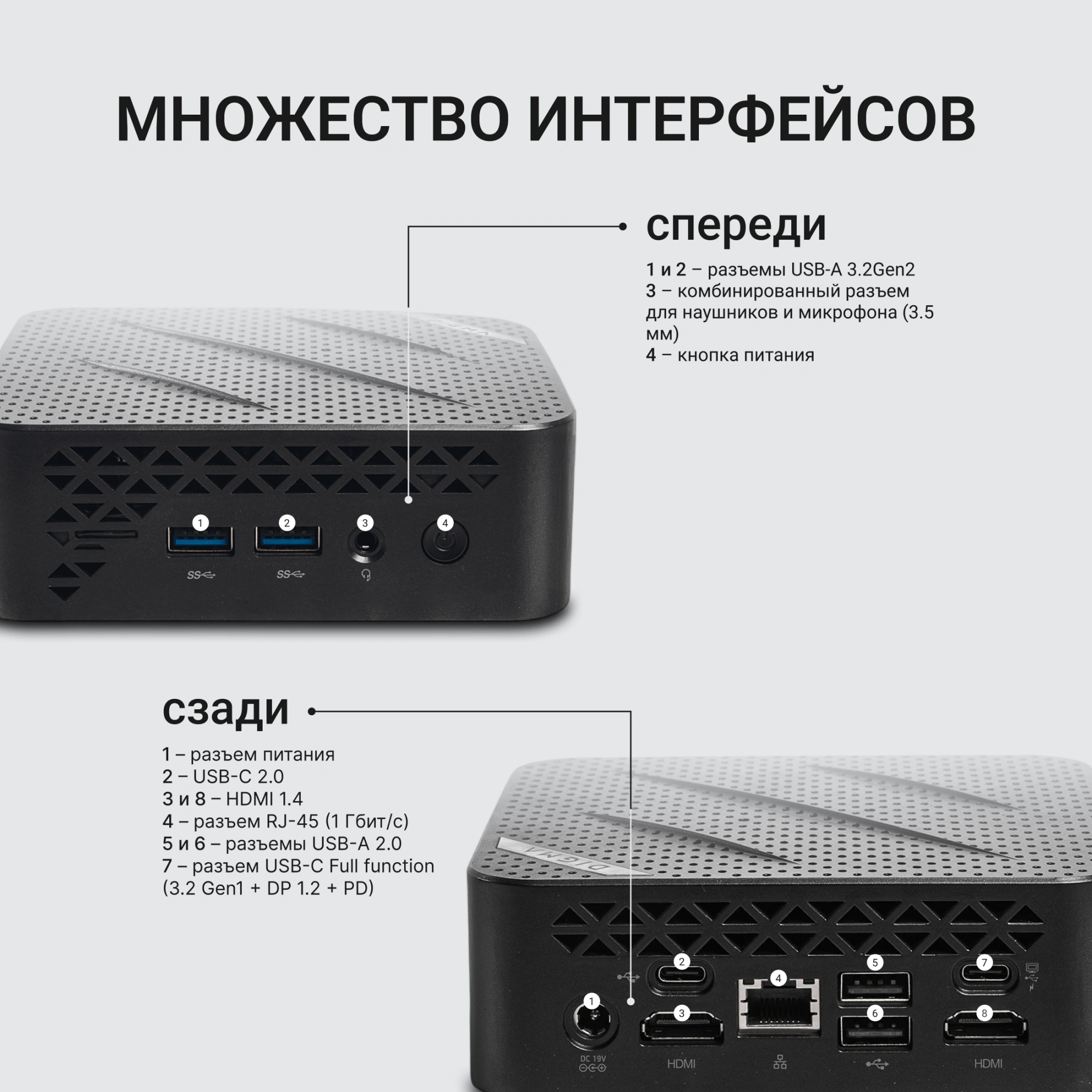Неттоп Digma Mini Office Cel N4505 (2) 8Gb SSD256Gb UHDG 750 Windows 11 Pro GbitEth WiFi BT 45W черный (RUS) (DPCN-8CXW02) — миниатюра 11