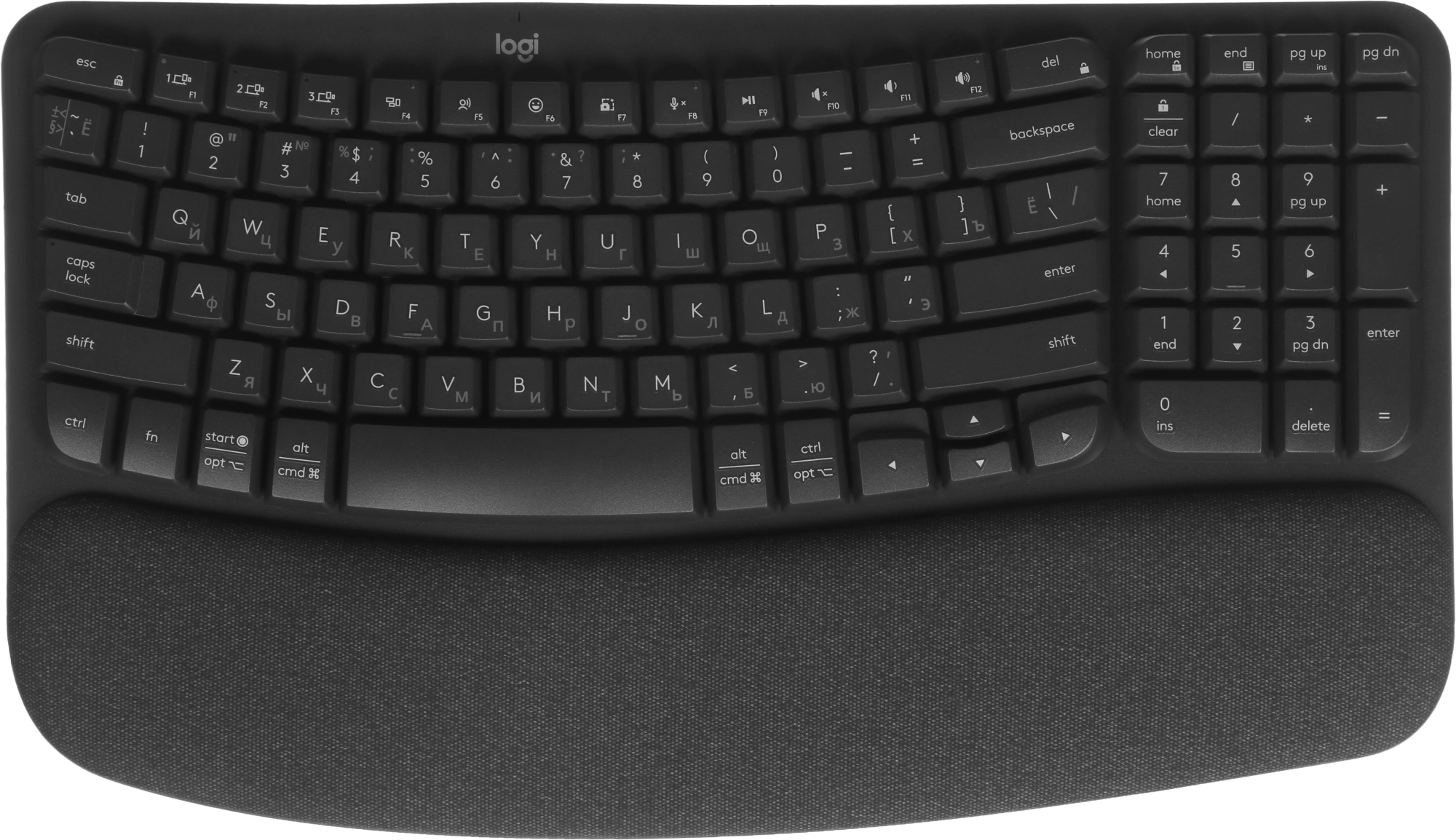 Клавиатура Logitech Wave Keys графитовый USB беспроводная BT/Radio slim Ergo (подставка для запястий) (920-012319) — миниатюра 5