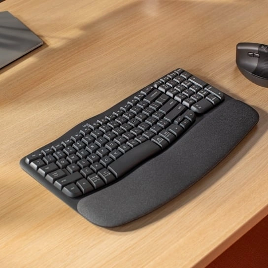 Клавиатура Logitech Wave Keys графитовый USB беспроводная BT/Radio slim Ergo (подставка для запястий) (920-012319) — фото 1