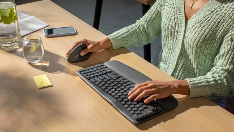 Клавиатура Logitech Wave Keys графитовый USB беспроводная BT/Radio slim Ergo (подставка для запястий) (920-012319) — миниатюра 3