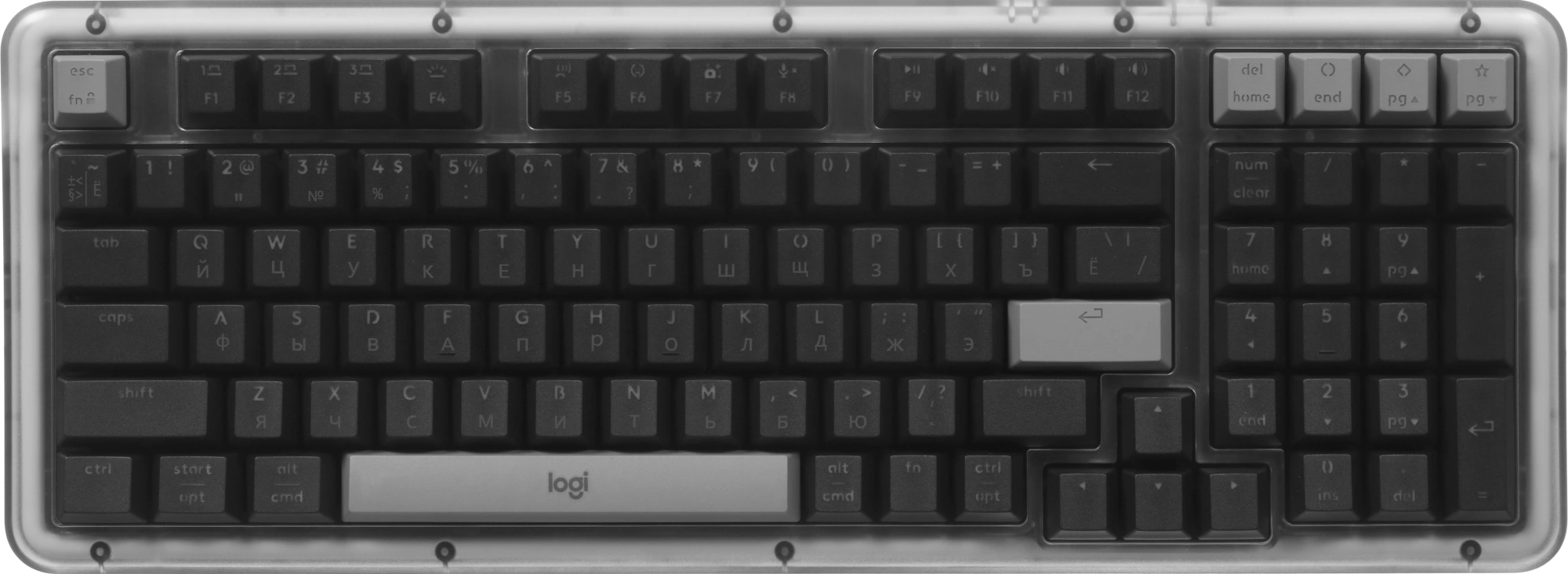 Клавиатура Logitech K98M механическая графитовый USB беспроводная BT/Radio Multimedia LED (подставка для запястий) (920-013040) — миниатюра 15