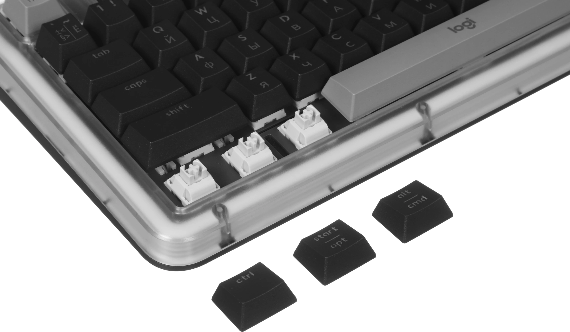 Клавиатура Logitech K98M механическая графитовый USB беспроводная BT/Radio Multimedia LED (подставка для запястий) (920-013040) — миниатюра 19