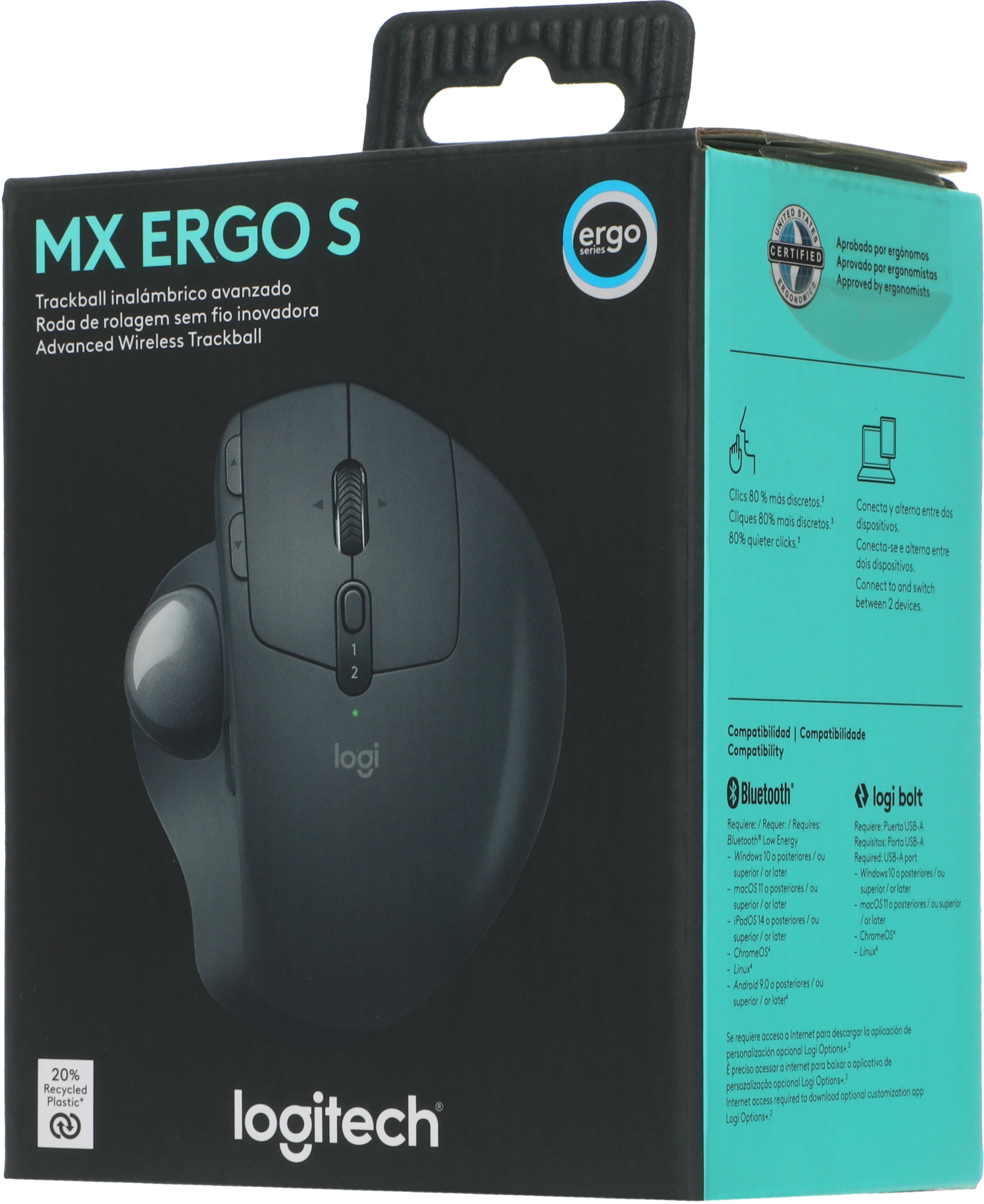 Трекбол Logitech Trackball MX Ergo S графитовый оптическая 2048dpi silent беспров. BT/Radio USB 8but (910-007261) — миниатюра 13