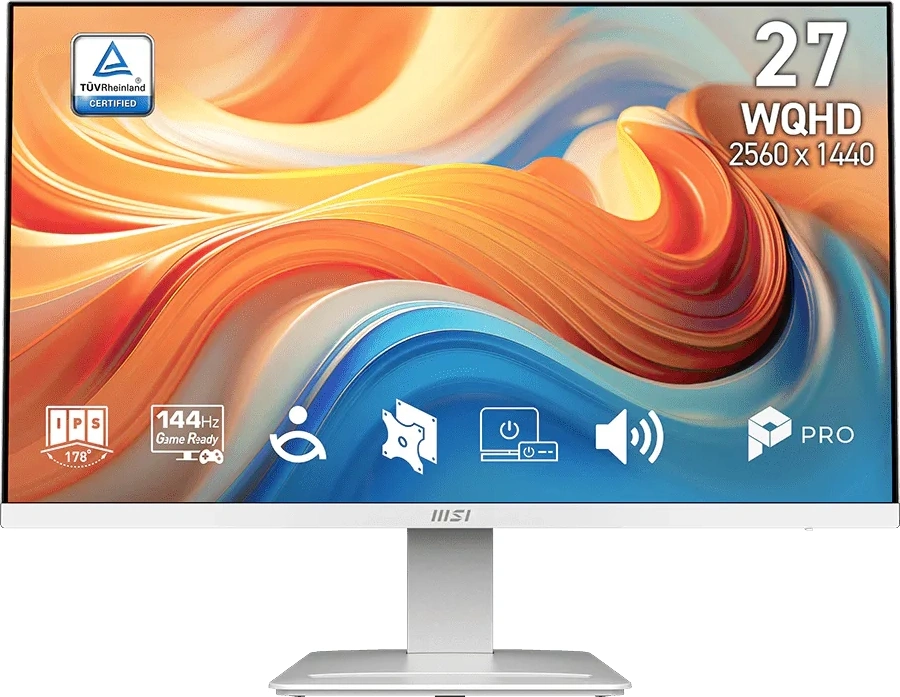 Монитор MSI 27" Pro MP273QW E14 белый IPS LED 16:9 HDMI M/M матовая 300cd 178гр/178гр 2560x1440 144Hz DP Quad HD 2K (1440p) 4.5кг — фото 1