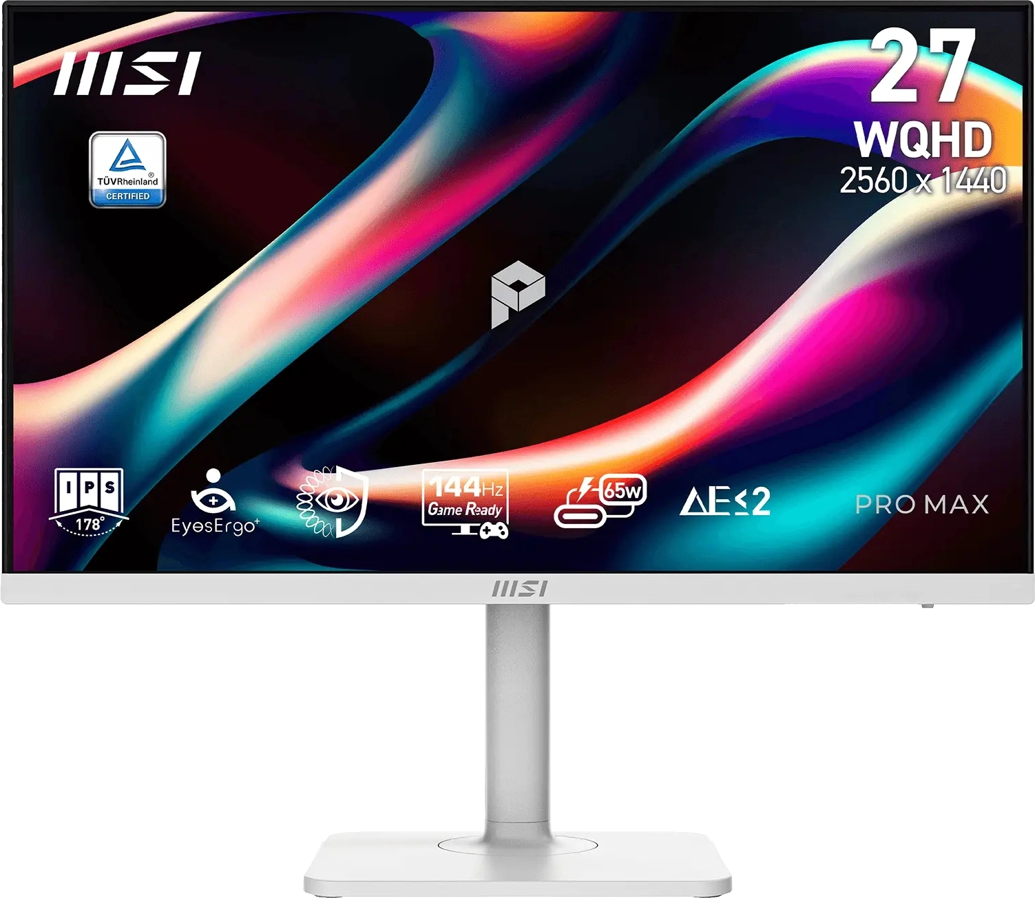 Монитор MSI 27" Pro Max 271QPHW E14 белый IPS LED 4ms 16:9 HDMI M/M матовая HAS Piv 1500:1 300cd 178гр/178гр 2560x1440 144Hz DP Quad 2K (1440p) USB 6.4кг — фото 1