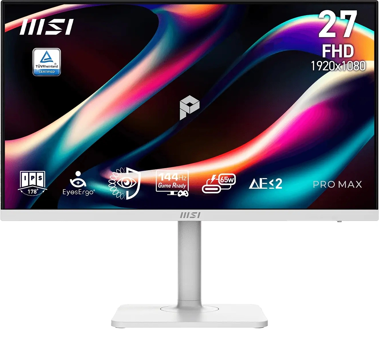Монитор MSI 27" Pro Max 271PHW E14 белый IPS LED 16:9 HDMI M/M матовая HAS Piv 1000:1 250cd 178гр/178гр 1920x1080 144Hz DP FHD USB 6.4кг — фото 1